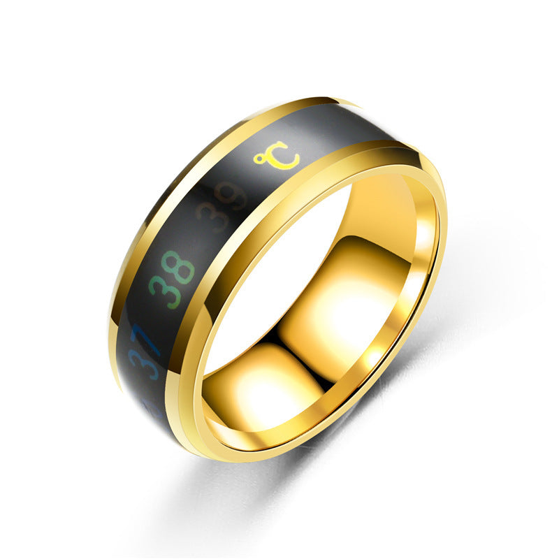 Fashion new smart temperature couple ring mood temperature display ring