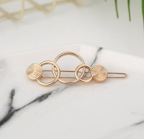 Europe and America simple hollow five-pointed star moon geometry hairpin metal frog clip side clip