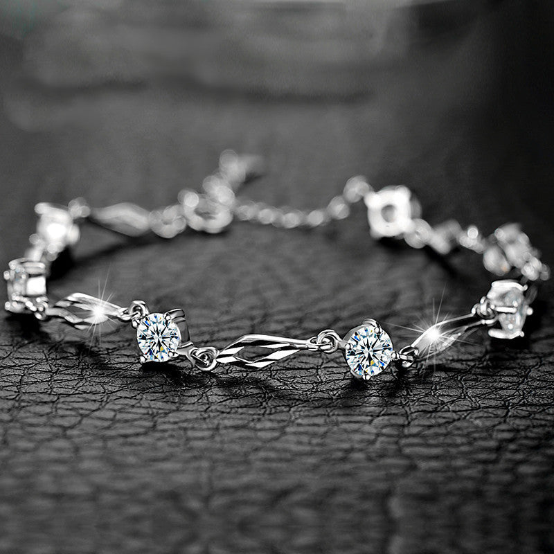 Women's Sterling Silver Crystal Bracelet