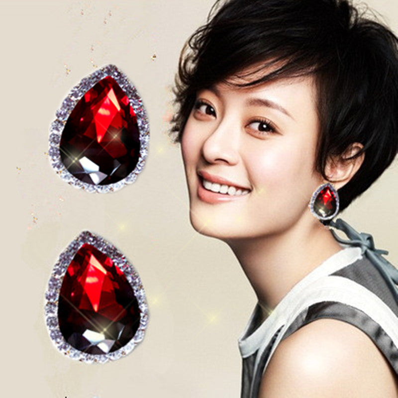 925 earrings retro drop-shaped crystal diamond earrings