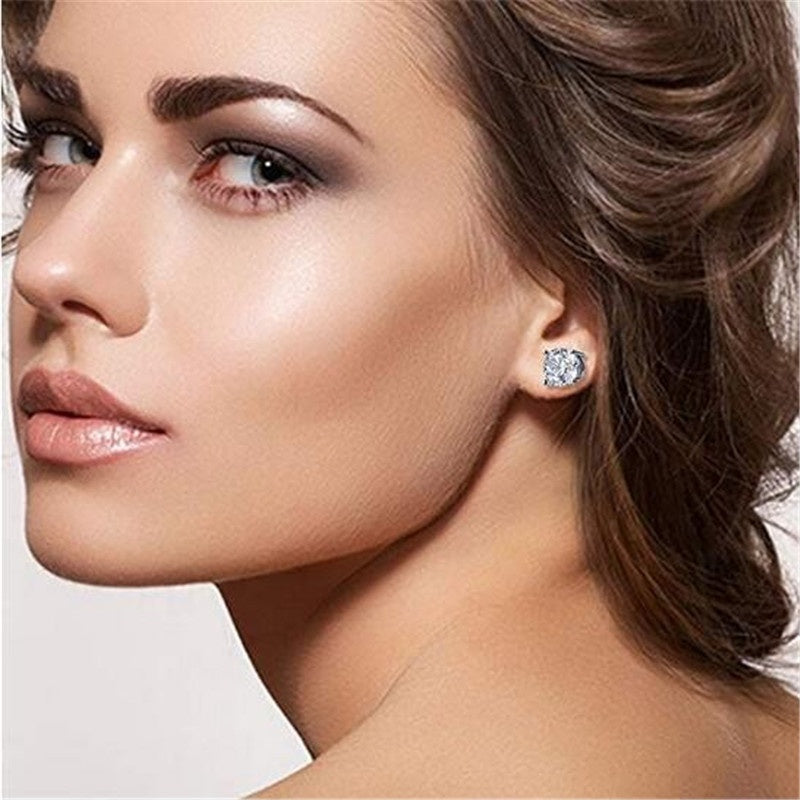 Sterling Silver Cubic Zirconia Stud Earring Set