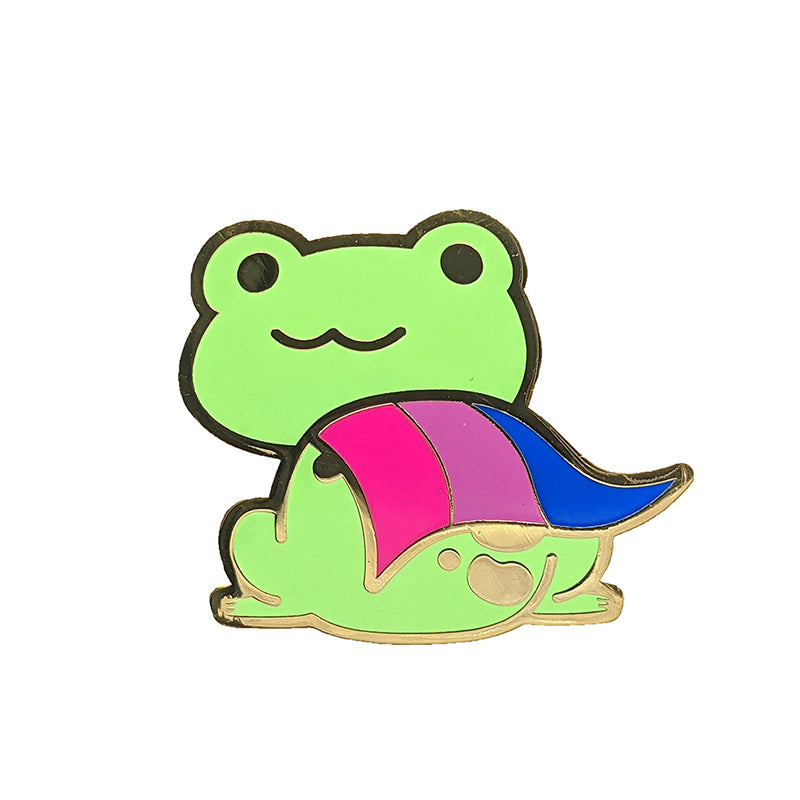 Enamel Bisexual Pride Frog Brooch Pin