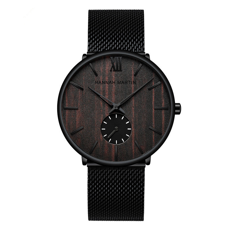 Men's ebony wood grain bamboo watch wooden watch