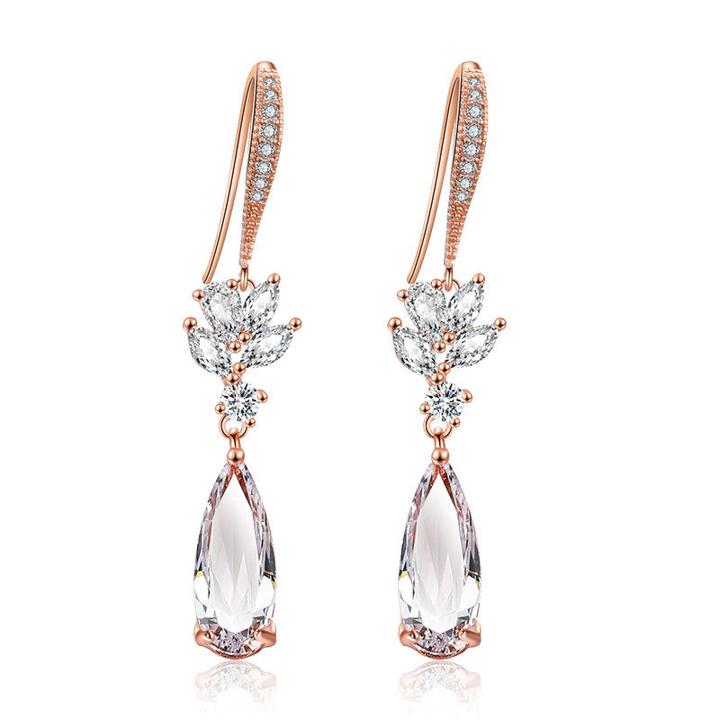 Korean Water Drop Long Wedding Earrings