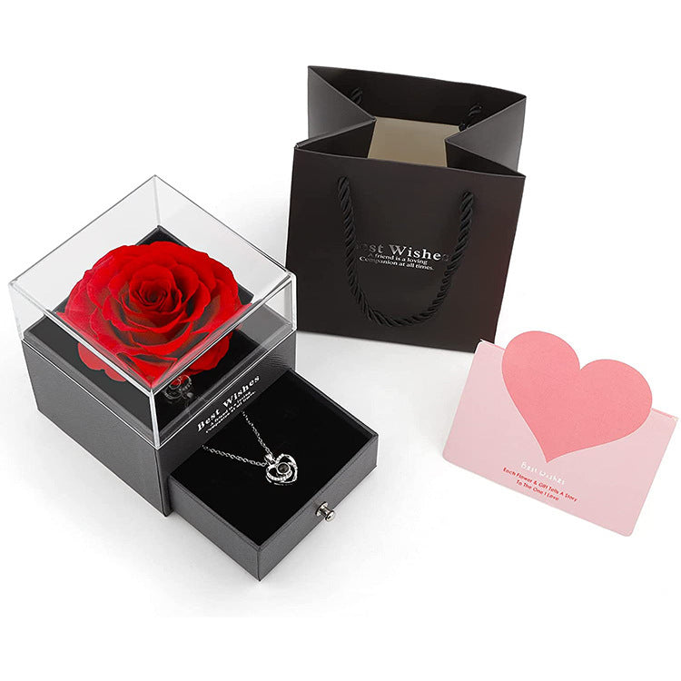 Preserved Flower Rose Jewelry Box Acrylic Gift Box