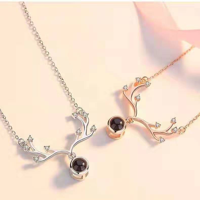 Customize Stainless Steel Accessories Projection Letter Crystal Pendant Necklace