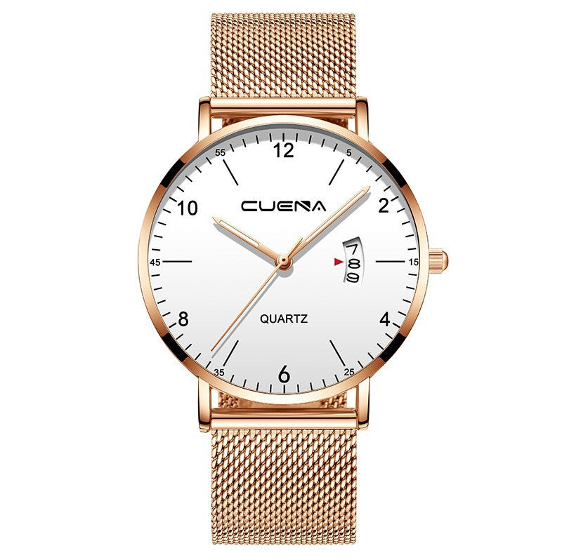 Ultra-thin quartz watch with calendar