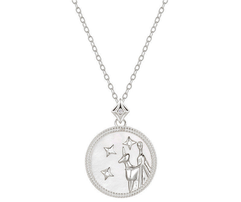 Sterling Silver Zodiac White Shell Necklace