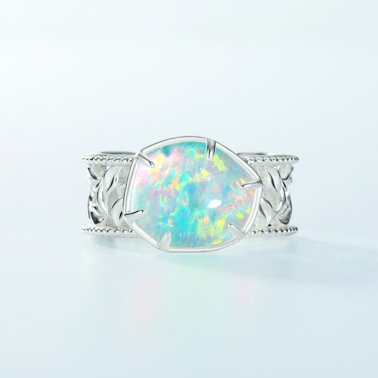 Simple Geometric Opal S925 Sterling Silver Ring