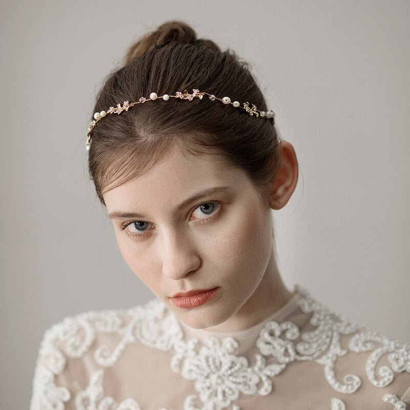 Handmade Bridal Hair Ornament With Beaded Leaves