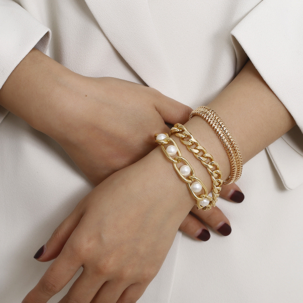 Creative Chain Inlaid Pearl Temperament Bracelet