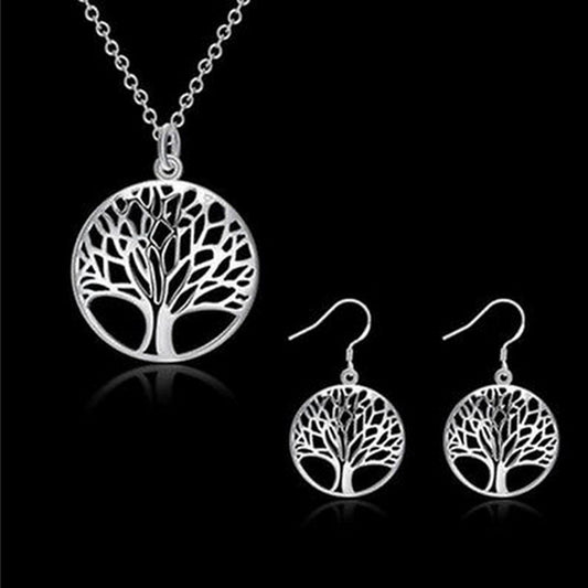 Round Hollow Relief Life Tree Pendant s625 Silver