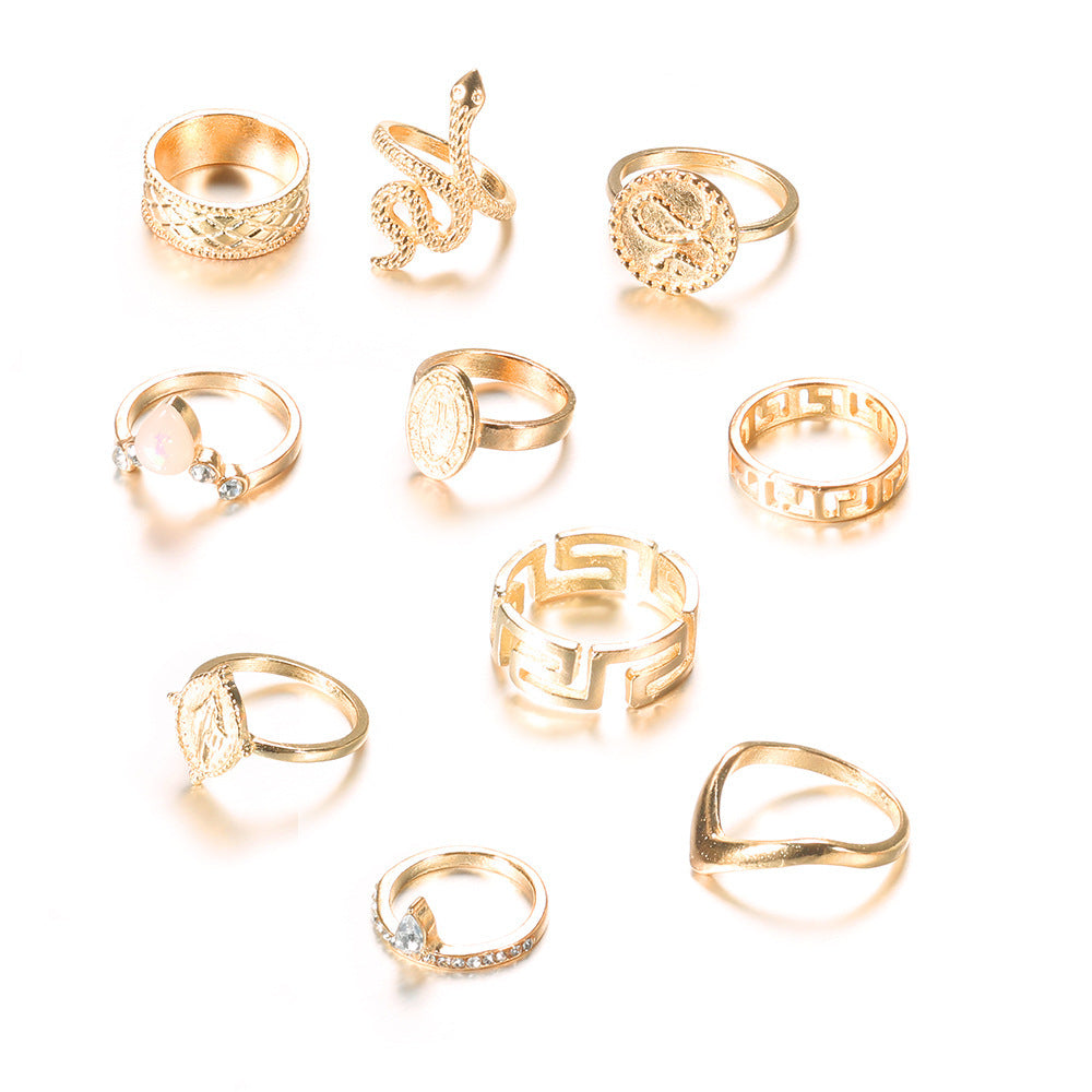 Diamond-shaped 10-piece ring