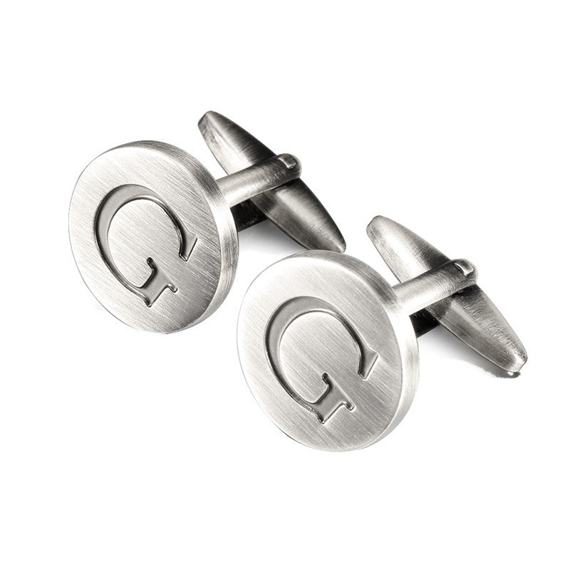 Men's antique silver letters French shirt cufflinks