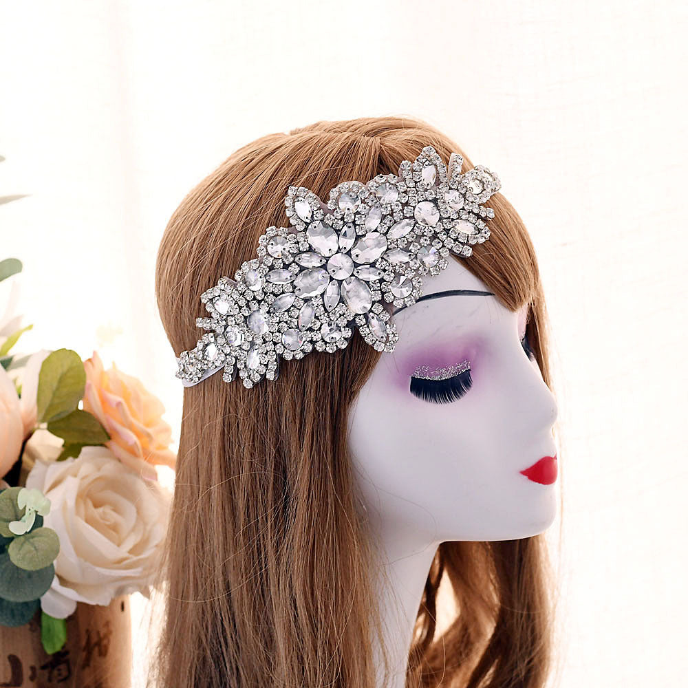 Glass water diamond elastic band headdress