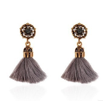 Baroque Diamond Hollow Tassel Stud Earrings