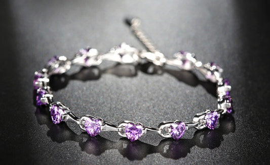 S925 sterling silver bracelet inlaid purple diamond