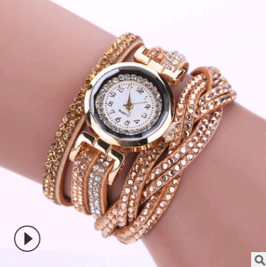 Fashion watch ladies fashion watch, diamond twisted pu belt winding fashion watch