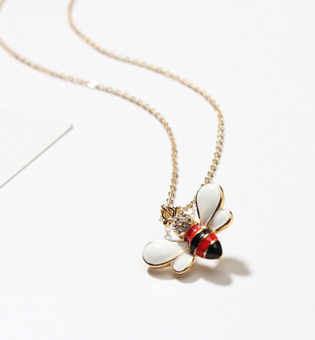 Cute Drop Oil Studded Bee Pendant
