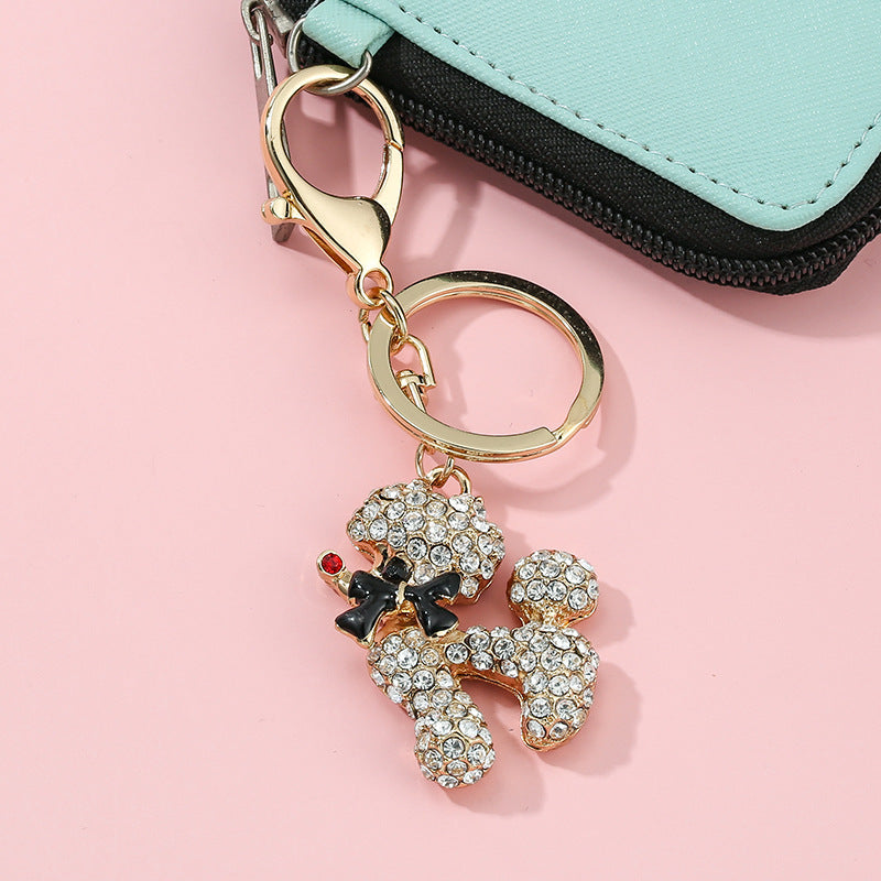 Popular Diamond Rhinestone Dog Keychain