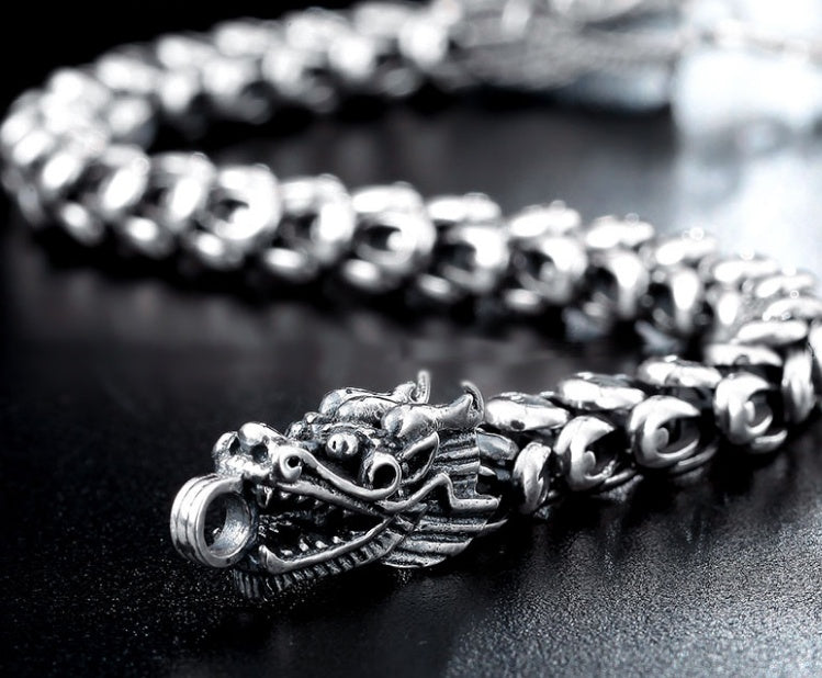 Men's Sterling Silver Dragon Bracelet