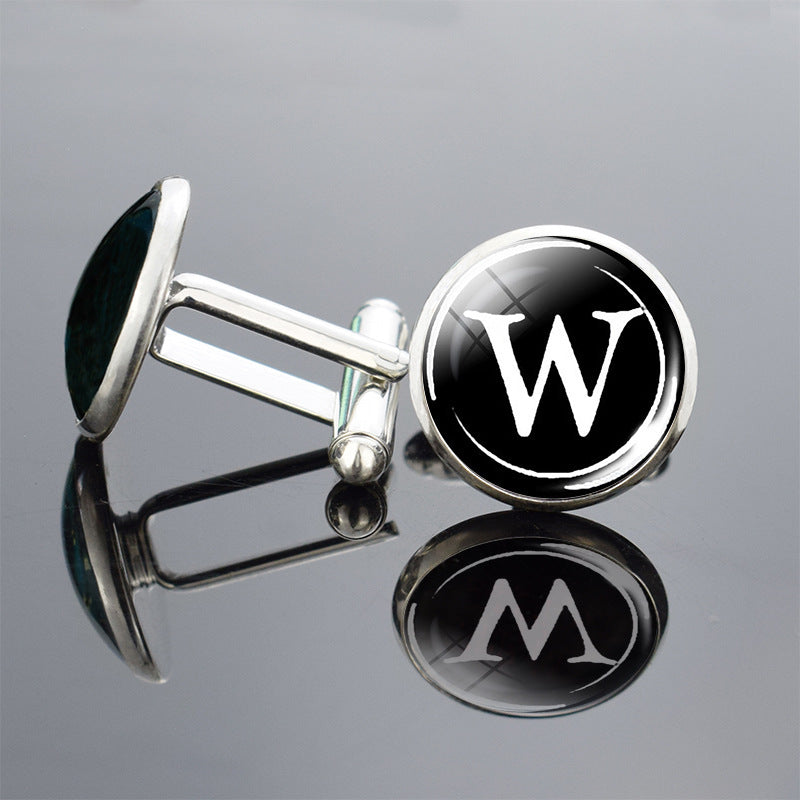 Twenty-six English alphabet cufflinks metal