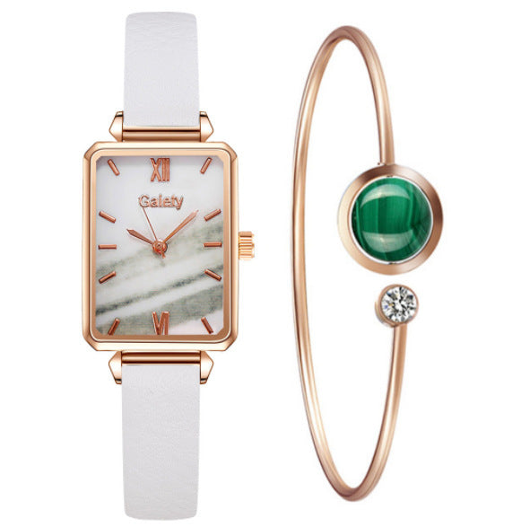 Retro Temperament Square Women's Watch Malachite Green