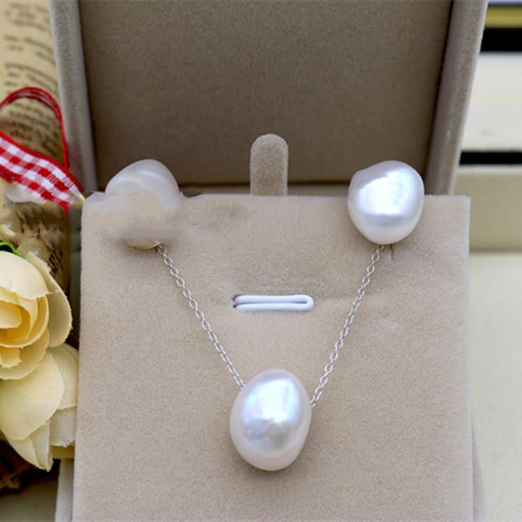 13mm Large Shaped Baroque Pearl Pendant Earring Set