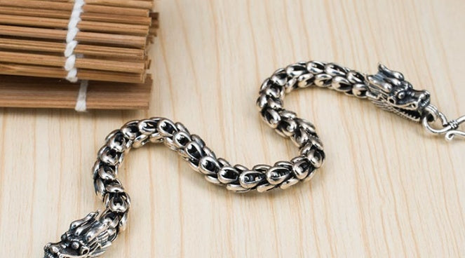 Men's Sterling Silver Dragon Bracelet