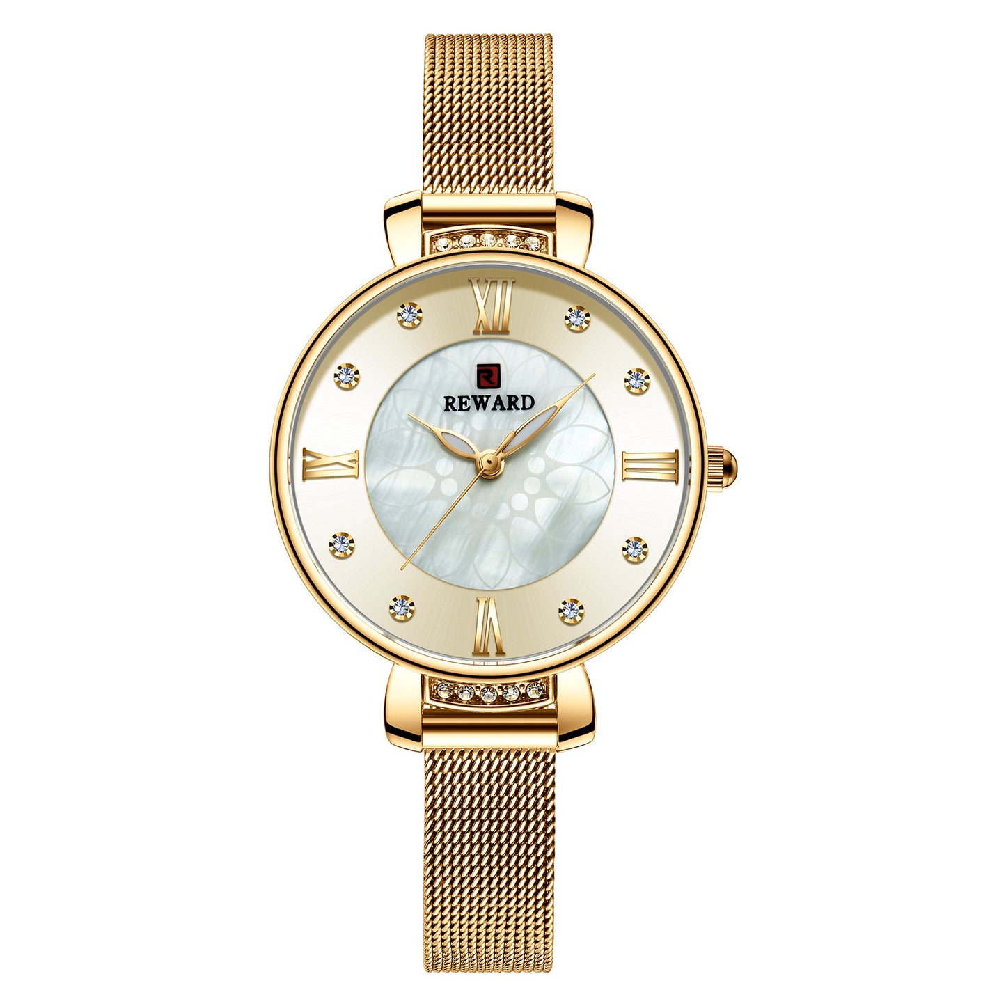 Delicate Shell Diamond Milanese Mesh Strap Ladies Watch