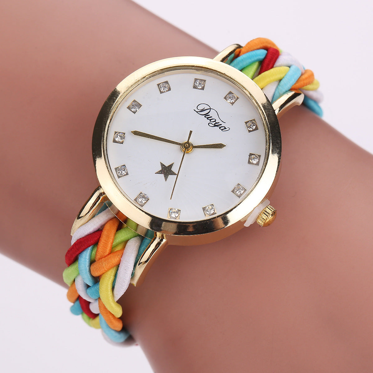 Elegant Multicolor Woven Ladies Watch
