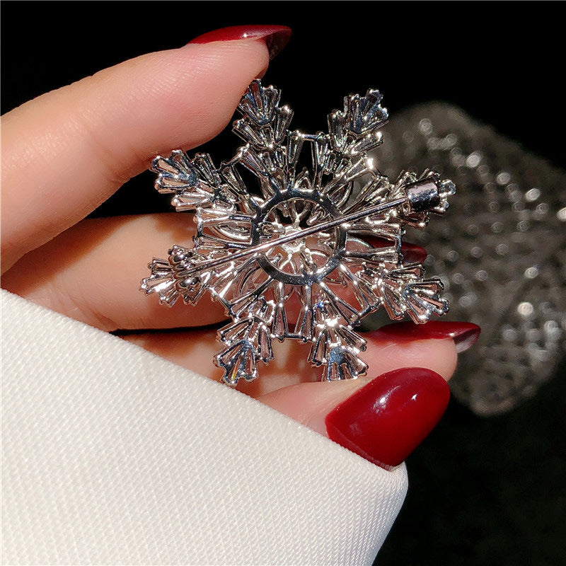 Multilayer Zircon Snowflake Brooch Women