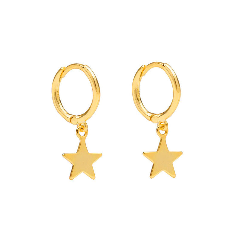Sterling Silver Needle Fashionable And Elegant Five Pointed Star Earrings