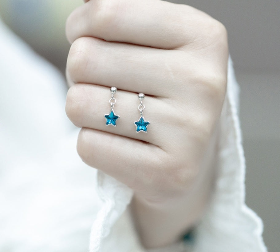 Five-star crystal ear studs