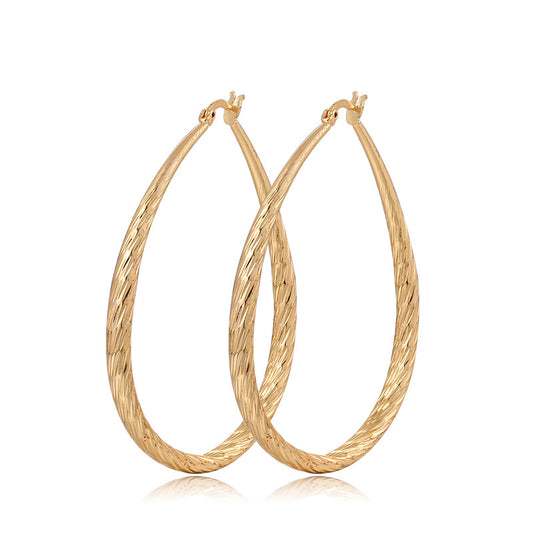 Golden Drop-Shaped Textured Frosted Earrings