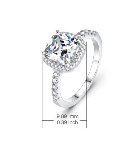 925 Sterling Silver Square Diamond Ring