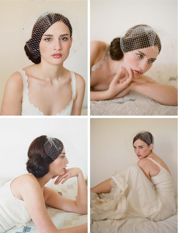 Bridal Veil Rhinestone Large Hole Mesh Hand Sewn Hair Comb Headdress Veil