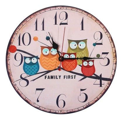 European and American style rustic wall clock owl series wall clock retro wall clock