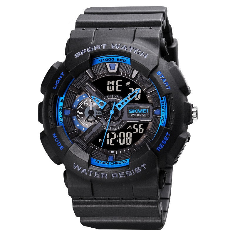 Classic Black Gold Sports Fashion Double Display Student Electronic Watch Teenagers Boys And Girls Watch