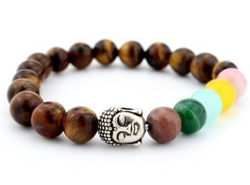 Europe and the United States fashion lava rock natural stone Buddha head Golden Buddha men and women bracelet