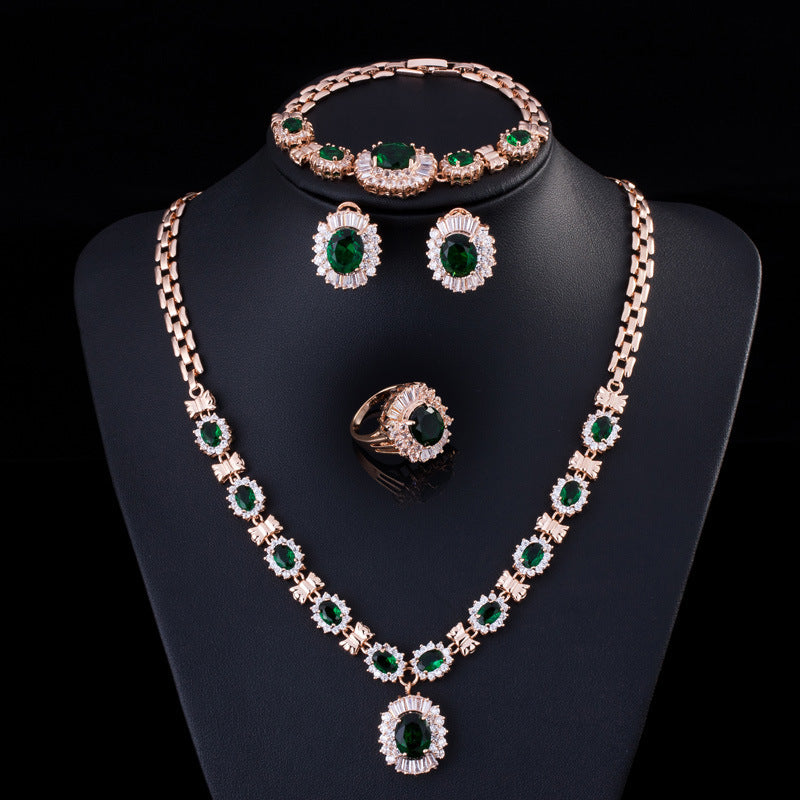 Big Brand Retro Zircon Necklace Set Chain Women