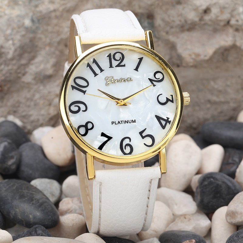 Marble Belt Watch Fashion Geneva Watch  Shell Face Casual Watch For Men And Women