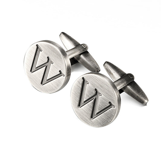 Men's antique silver letters French shirt cufflinks