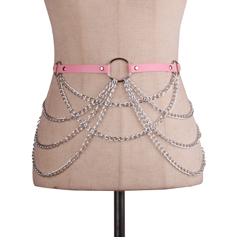 Metal Chain Leather Belt Body Chains