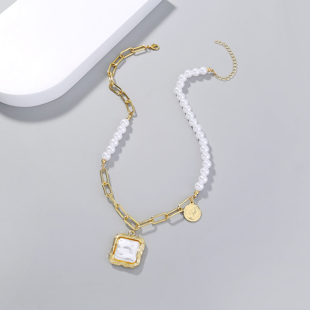 Faux Baroque Pearl Necklace - Gold Plated Resin & Zinc Alloy