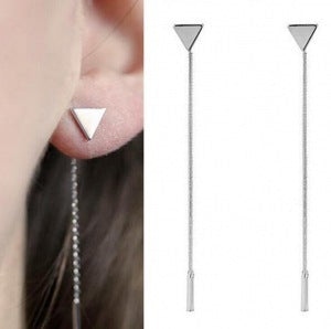 New Arrivals Hottest Fashion Brincos Oorbellen Bijoux Geometric Triangle Metal Rod Chain Tassel Drop Earrings Women Jewelry