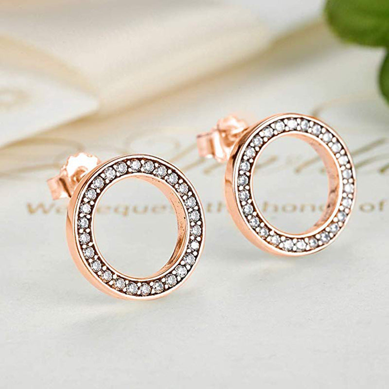 Sterling Silver Studded round round Earrings