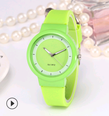 Silicone strap watch fashion candy color student men and women couple quartz watch