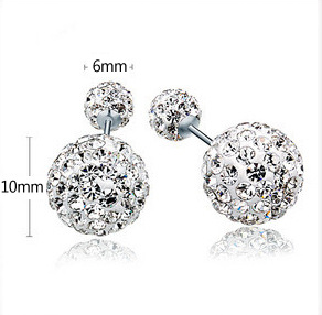 S925 sterling silver earrings Austrian rhinestones double-sided earrings