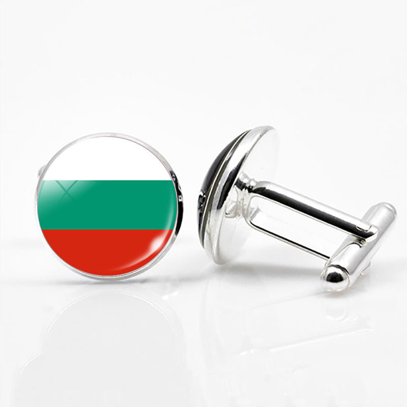 National Flags of the World Series Time Gem Cufflinks Jewelry